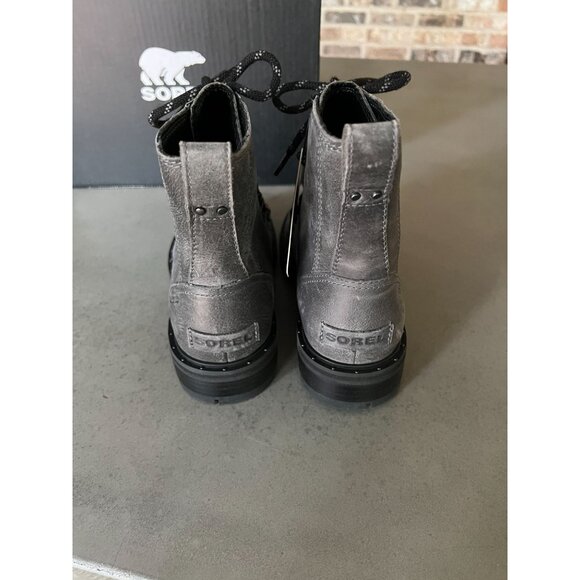SOREL Women's Lennox Lace Moto Leather Lace Up Boots Quarry Size 6 - Picture 6 of 9